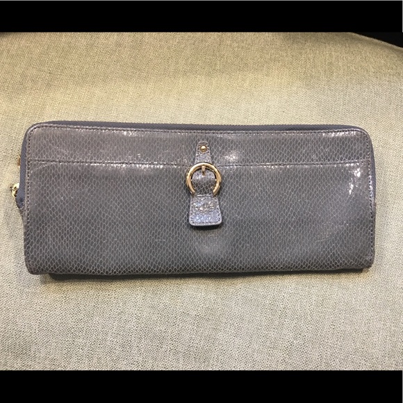 Perlina Handbags - Perlina Grey Leather Snake Skin Clutch